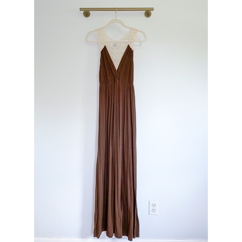 Brown Crochet Maxi Dress